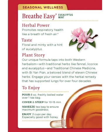 Breathe Easy Eucalyptus Mint Herbal Tea - 16 Bags | Supports Respiratory Health - Buy Online on GoSupps.com