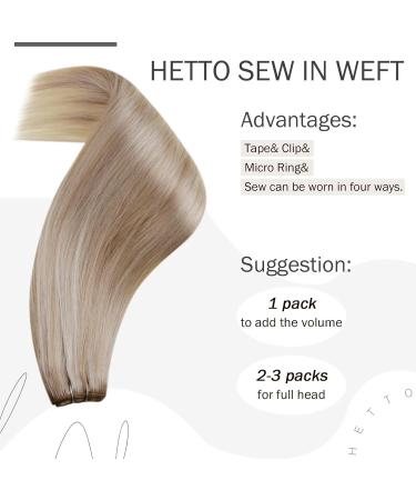 Shop Hetto Remy Real Hair Extensions | #18/613 Ash Blond | 12 Inch 70g - Perfect for a Natural Look! - Buy Online on GoSupps.com