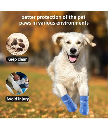 SINCIYA Dog Rain Boots - Waterproof Anti-Slip Shoes with Adjustable Straps, Small Blue - 4PCS Outdoor Booties with Rugged Rubber Sole - Buy Online on GoSupps.com