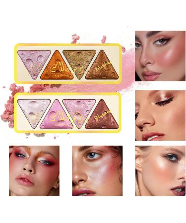 4 color baked blush palette cheek makeup shimmer facial blush natural glow lasting lightweight high light blush (03) - Buy Online on GoSupps.com
