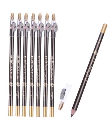 CANIGHT 8pcs Wooden Eyebrow Cosmetics Sharpener Eyebrow Pencil 2 in 1 Eyebrow Pencil 1 count (Pack of 1) Coffee