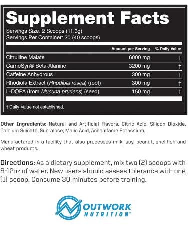 Outwork Nutrition Pre-Workout Supplement with Nootropics - Rocket Pop Flavor - 226g for Energy, Mental Focus, and Better Workouts - Buy Online on GoSupps.com