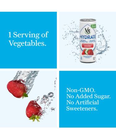 V8 +Hydrate Strawberry Cucumber Plant-Based Hydrating Beverage 8 oz. Can - 6 Pack x 4 - Buy Online on GoSupps.com
