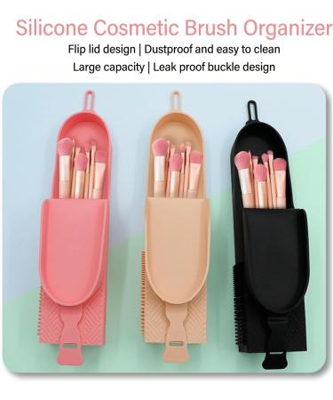 Soft Silicone Makeup Brush Bag - Travel-Friendly Case with Side Cleaner | Large Capacity & Dust Proof - Buy Online on GoSupps.com