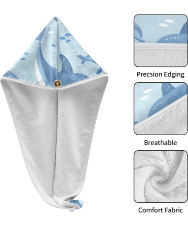 Dolphins Pattern Hair Towel 2 Pack - Super Absorbent Quick Dry Hair Turbans for Women & Girls | Perfect Hair Drying Solution - Buy Online on GoSupps.com
