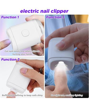 Senprity Electric Nail Clipper Electric Nail Trimmer with Light and Nail Scraps Storage Deselectric Automatic Nail clipperign with Fingernail Cutter and File 2 in 1 Design for Baby Kids and Adult - Buy Online on GoSupps.com
