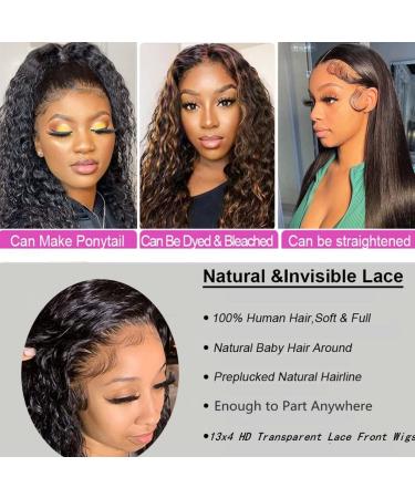 24 Inch Water Wave Brazilian Virgin Human Hair Lace Front Wig for Black Women - 150% Density, Pre Plucked, HD Lace Frontal - Natural Color - Wet and Wavy - Buy Online on GoSupps.com