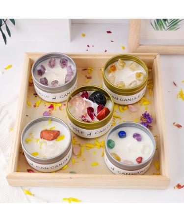 Natural Crystal Red Jasper & Obsidian Raw Stone Aromatherapy Candle | Healing Crystals & Dried Flower Gift for Mindfulness & Meditation - 0.25 lb - Buy Online on GoSupps.com