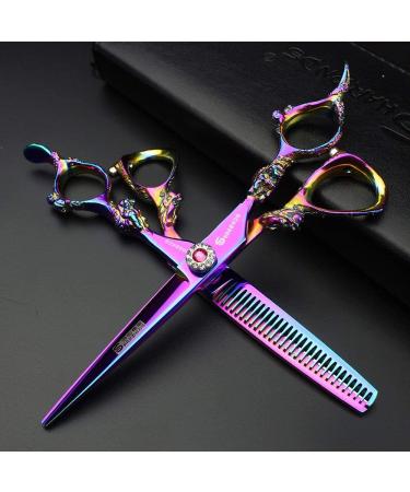 5.5 inch and 6 Inch Purple Hairdressing Scissors Barber Professional Hair Scissors Hand-cutting and Thinning Scissors (6 inch Set) - Buy Online on GoSupps.com