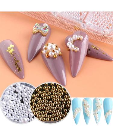 3D Nail Art Supplies Jewelry Pearls Mixed Camellia Nail Art Set Nail Glitter 5D Rose Round Pearl Rhinestones Caviar Beads Nails Charms Tips Accessories for Women Acrylic Nail Art Decorations - Buy Online on GoSupps.com