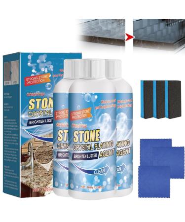 Fundepass Stonework Polishing and Coating Agent Stone Crystal Plating Agent Marble Polish Stone Nano Crystal-Plating Agent Stone Stain Remover Cleaner (3pcs)
