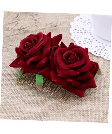 FRCOLOR Red Rose Garland Floral Hair Accessories Bridal Hair Pieces Floral Hair Comb Rose Hair Accessories Rose Flower Comb Fork Comb Wreath Wedding Headgear Flower Hair Accessories medium As Shown - Buy Online on GoSupps.com