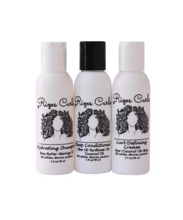 Rizos Curls Trio Travel Kit for Curly Hair: Curl Defining Cream  Shampoo  Conditioner (2 fl oz each)