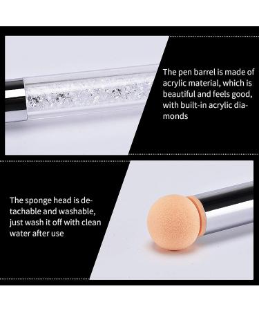 Nail Art Sponge Brush - Double Head with 4 Replacement Heads | Professional Nail Tools for Perfect Polish & Shadow Application (White) - Buy Online on GoSupps.com