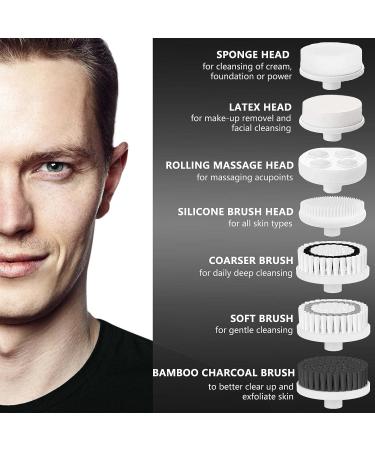 Electric Facial Cleansing Brush - USB Rechargeable, Waterproof, 7 Brush Heads - for Women & Men - Cleansing, Exfoliating, Massaging (Black) - Buy Online on GoSupps.com