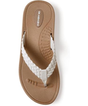 OKABASHI Women's Baha Flip Flop - Toffee/Vanilla - Contoured Footbed with Arch Support | Slip-Resistant, Waterproof, Made in USA - Buy Online on GoSupps.com