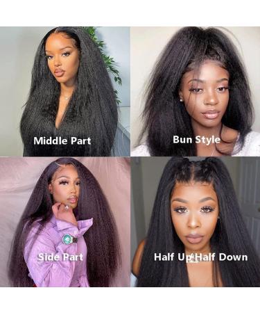 Alidiamond 18 Inch Kinky Straight Human Hair Wig | PrePlucked 13x4 Brazilian Remy | 180% Density Yaki Straight Wig for Women - Buy Online on GoSupps.com