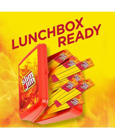 Slim Jim Snack Sized Original Spicy Sausage Snacks (14 total sticks 8g per) with Water Cooler Trivia Game by BIG MAPLE . Great for Snacking at Home School Office Friends Family - Buy Online on GoSupps.com