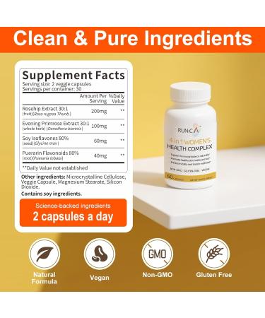4-in-1 Women s Hormonal Balance Complex Supplement | Rosehip Pueraria & Evening Primrose with Soy Isoflavones | Menstrual Cycle Menopause Energy Level & Healthy Skin Support 30-Day Essentials Pack - Buy Online on GoSupps.com