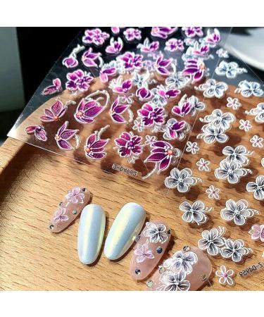 Nail Art Charms Manicure Summer 5D Colorful Flowers Nail Sticker Embossed(FDW-05) - Buy Online on GoSupps.com