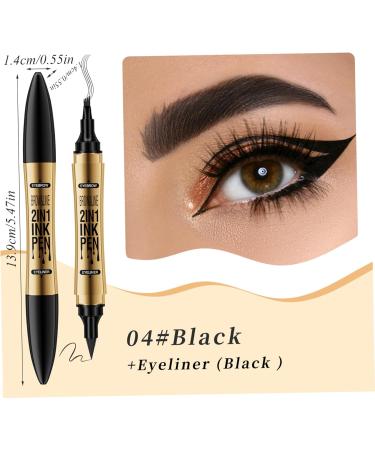 Eyebrow Pencil Liquid Eyebrow Pen 2 in 1 Dual-ended Eyebrow Waterproof & Long Lasting Liquid Eyeliner Pen Four-tip Brow Pencil for Women Gift Black - Buy Online on GoSupps.com