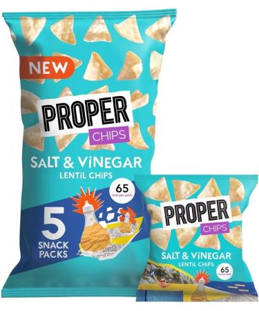 PROPER Chips Salt & Vinegar Lentil Chips 5 x 14g (70g) - Vegan Gluten Free Snacks - Buy Online on GoSupps.com