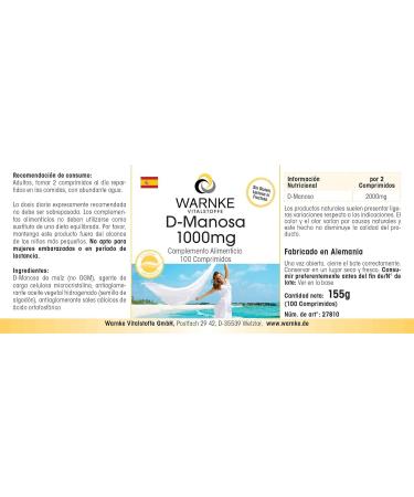 D-Mannose 1000mg Tablets - Highly Dosed Vegan Supplement - 100 Tablets by Warnke Vitalstoffe - Buy Online on GoSupps.com