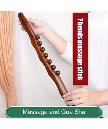 Wooden Gua Sha Massager with 7 Massage Beads - Oak Scraping Tool for Neck & Back Relief | Relaxation & Wellness - Buy Online on GoSupps.com