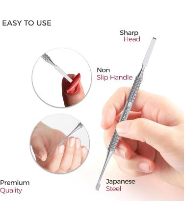 Suvorna Cuticle Pusher & Nail Cleaner | Gel Nail Polish Remover for Manicure & Pedicure | Stainless Steel Hand Foot & Nail Tools | Dual-Head Cuticle Care & Nail Care Tool for Salon Spa & Home Use - Buy Online on GoSupps.com
