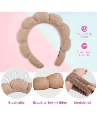 WD&CD Spa Headband for Women 1 Makeup Headband and 2 Wrist Washband and 1 Hair Scrunchies Set for Face Washing Skincare Shower Makeup Removal - Brown - Buy Online on GoSupps.com