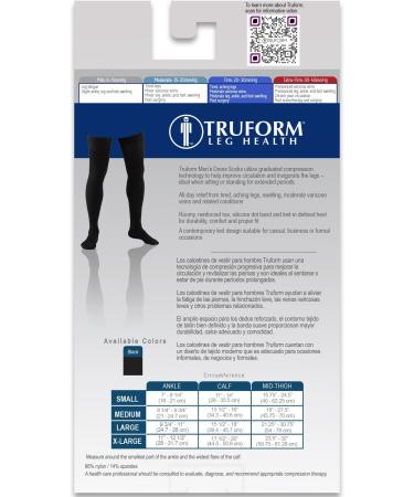 Truform Men's Dress Compression Socks 20-30 mmHg - Black, Small, Over-the-Knee Length - Buy Online on GoSupps.com