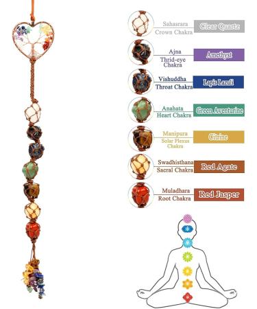 Chakra Healing Crystal Stone Hanging Decorations Tree of Life Tandem Natural Quartz Gemstone Pendant Ornaments for Home Garden Windows Cars Spiritual Gifts for Women 2 - Buy Online on GoSupps.com