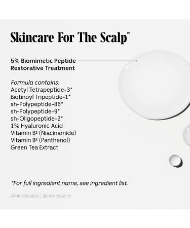 N cessaire Scalp Serum - Fragrance-Free, 5% Biomimetic Peptide for Thick, Fuller Hair - Hyaluronic Acid for Instant Hydration - Hypoallergenic, Dermatologist-Tested - 60ml/2fl oz - Buy Online on GoSupps.com