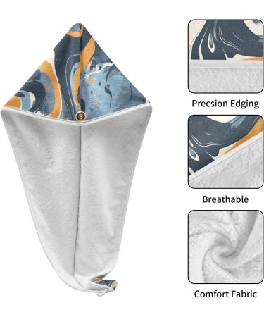 Dark Blue Khaki Abstract Graffiti Hair Towel 2 Pack - Super Absorbent Quick Dry Hair Turbans for Women & Girls | Stylish Hair Drying Solution - Buy Online on GoSupps.com