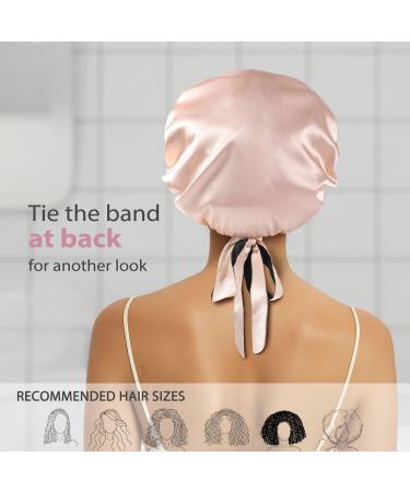 Silk Double Layer Reversible Bonnet for Curly Hair - Pink/Black - Buy Online on GoSupps.com