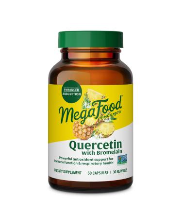 MegaFood Quercetin with Bromelain Supplement Respiratory & Seasonal Immune Support Supplement Quercetin 500mg Capsules & Enhanced Absorption Vegan Gluten-Free 60 Capsules 30 Servings