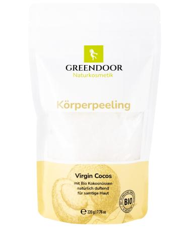 Greenendoor body peeling coconut oil virgin 220g with native coco oil natural fresh coconut fragrance natural peeling without perfume anti-aging coconut Sugar scrub against cellulite vegan natural cosmetics - Buy Online on GoSupps.com