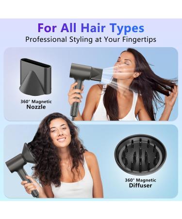 TQQ Hair Dryer with Diffuser 200 Million Negative Ionic Hairdryer 110 000 RPM High Speed Brushless Motor Blow Dryer for 2min Fast Drying 57dB Low Noise Travel Hairdryers for Women and Men - Buy Online on GoSupps.com