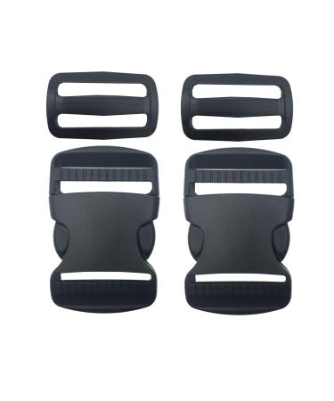 EesTeck 2 Set 1.5 Inch Flat Dual Adjustable Plastic Quick Side Release Plastic Buckles and Tri-glide Slides for Luggage Straps Pet Collar Backpack Repairing (Black, Fit For 1.5/38mm Webbing Straps) 1.5"-2 Pack - Buy Online on GoSupps.com