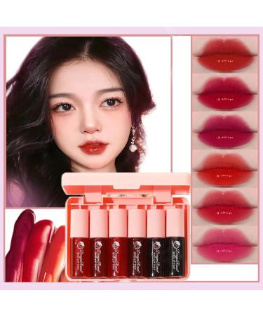 6 Colors Water Tint Lip Stain Set | Long-Lasting Plumping Mini Liquid Lipstick | Moisturizing Tinted Lip Stain for Women | Non-Sticky Daily Lip Makeup - Buy Online on GoSupps.com
