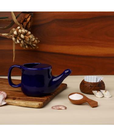 HealthGoodsIn Ceramic Neti Pot Spill Proof with 5 Sachet Neti Salt Microwave Safe - Violet Color - Buy Online on GoSupps.com