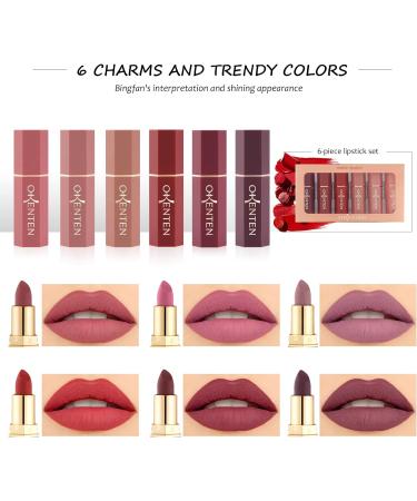 Matte Lipstick Set - Waterproof, Long-Lasting, Intense Pigments - 6 Colors Lip Makeup Kit - Beauty Gift for Women - Buy Online on GoSupps.com