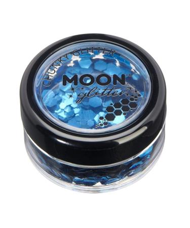 Classic Chunky Glitter by Moon Glitter - Blue - Cosmetic Festival Makeup Glitter for Face Body Nails Hair Lips - 3g
