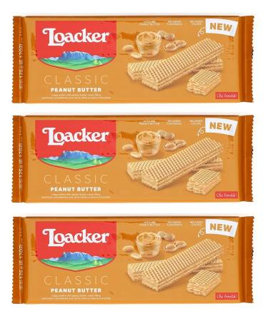 Loacker Pack of 3 classic waffles with peanut cream 175 g