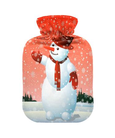 Christmas Snowman Hot Water Bottle with Cover Hot Water Bottles for Pain Relief Hot Water Bottle Water Bag Heat Pack for Women 1L