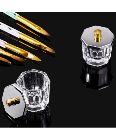 7 Pcs Nail Art Manicure Tool Kit 2 Nail Dappen Dish Acrylic Liquid Powder Crystal Cup Glass Bowl with Lid 5 Acrylic 3D Painting Drawing Nail Brush Pen for Acrylic Liquid Styling Tool - Buy Online on GoSupps.com