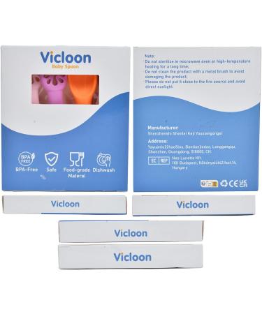 Vicloon 4Pcs Baby Fork and Spoon Set - Self Feeding Utensil Kit for Infant Toddler Children - Silicone Spoon Easy Grip Cutlery Set - Pink/Purple/Orange/Red - Buy Online on GoSupps.com