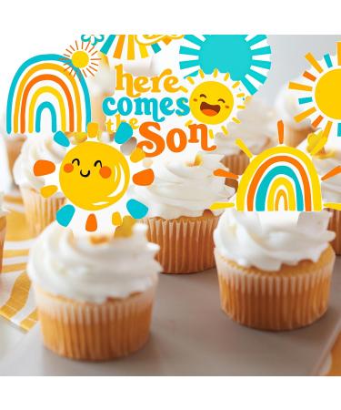 Here Comes the Sun Cupcake Toppers 48Pcs Sunshine Party Cupcake Picks Sun Themed Birthday Party Decorations Here Comes the Son Cake Picks for Sunshine first Baby Shower Supplies - Buy Online on GoSupps.com