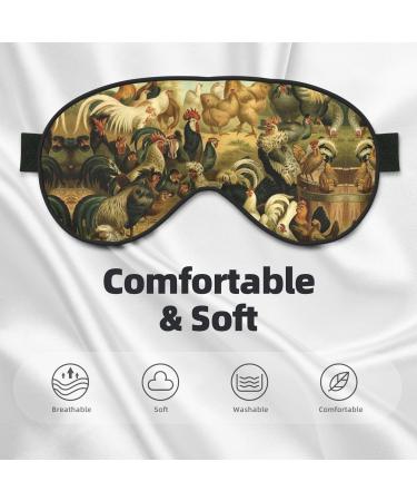 Shop Chicken and Rooster Print Unisex Sleep Mask | Double-Sided Eye Mask for Sound Sleep & Skin Care - International Shipping Available - Buy Online on GoSupps.com