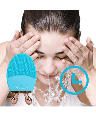 Sunseaton Sonic Face Cleaning Brush - Multifunction Silicone Electric Massager with Double Roller - Blue - Buy Online on GoSupps.com